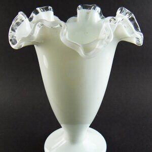 VINTAGE FENTON MILK GLASS VASE DISH